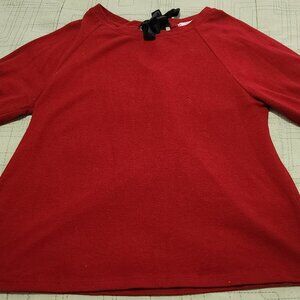 Red Sweater with Black Bow Tie in Back